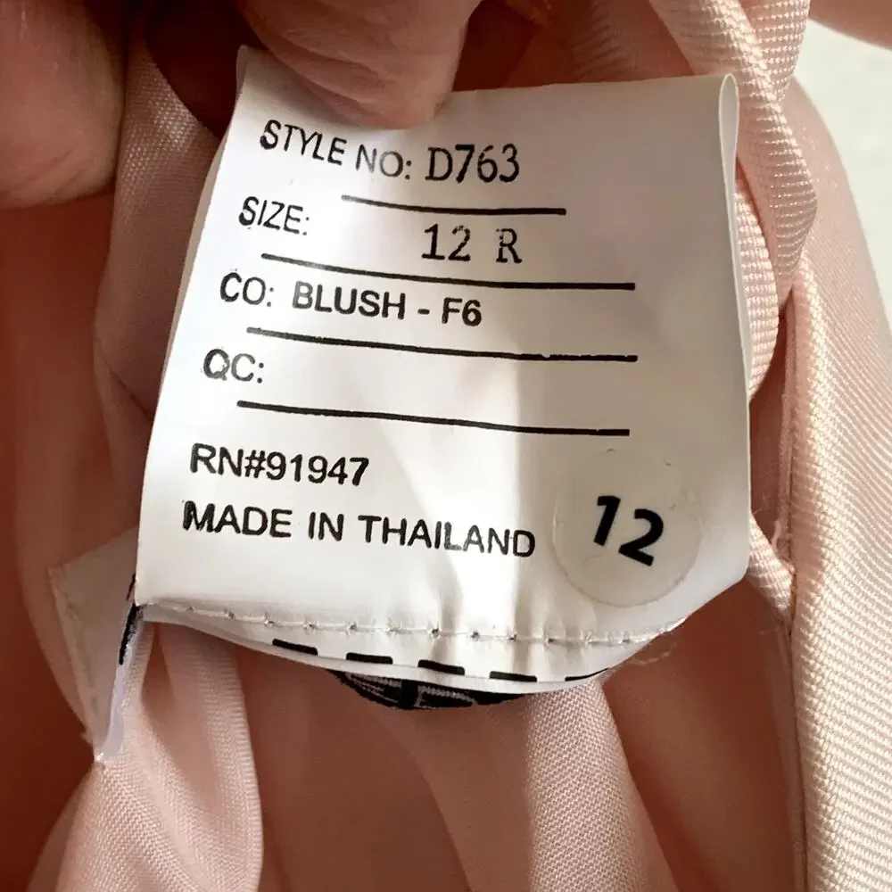 NWT Alfred Sung Lace-Up Back Satin Bridesmaid Gown in Blush Pink D763 - Picture 7 of 9